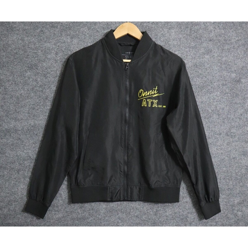Onnit Jacket Men Small Black Lightweight Bomber Full Zip ATX Tiger Austin Texas‎